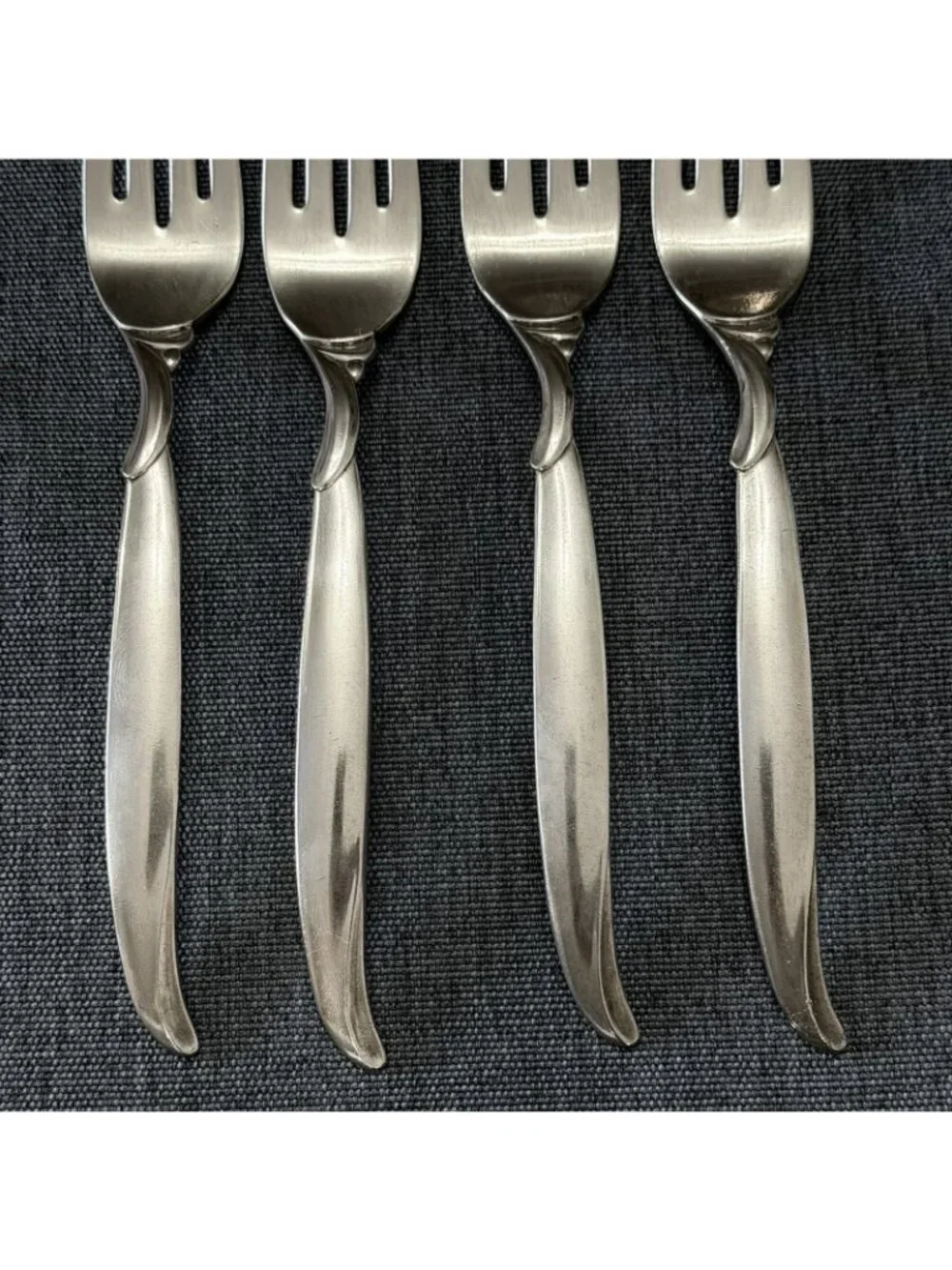 4 International Silver 1847 Rogers Bros FLAIR Silverplate Salad Forks 1956